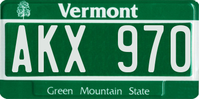 VT license plate AKX970