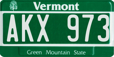 VT license plate AKX973