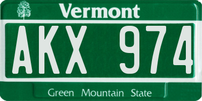 VT license plate AKX974