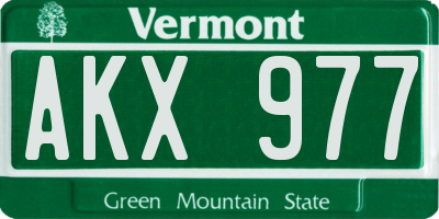 VT license plate AKX977