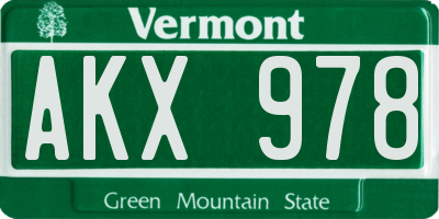 VT license plate AKX978