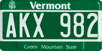 VT license plate AKX982
