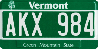 VT license plate AKX984