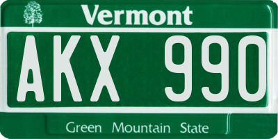 VT license plate AKX990
