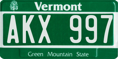 VT license plate AKX997