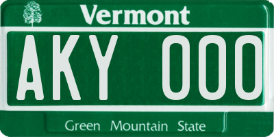 VT license plate AKY000