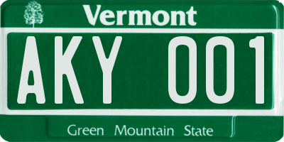 VT license plate AKY001