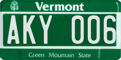 VT license plate AKY006