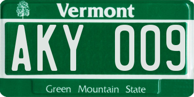VT license plate AKY009