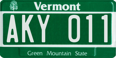 VT license plate AKY011