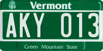VT license plate AKY013