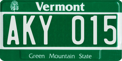 VT license plate AKY015