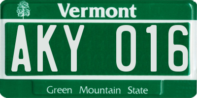 VT license plate AKY016