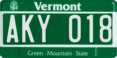 VT license plate AKY018