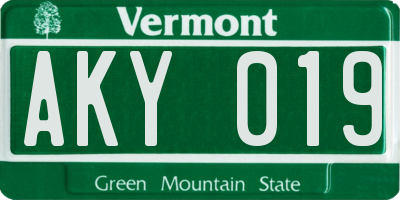 VT license plate AKY019
