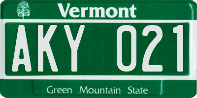 VT license plate AKY021