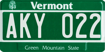 VT license plate AKY022