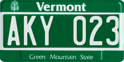 VT license plate AKY023