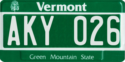VT license plate AKY026