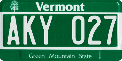 VT license plate AKY027