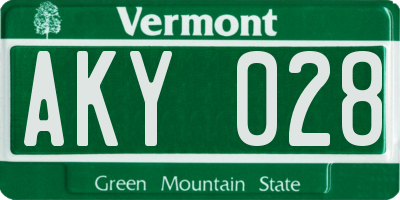 VT license plate AKY028