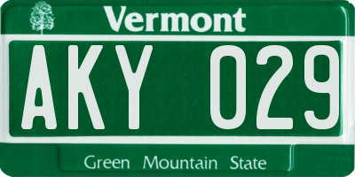 VT license plate AKY029