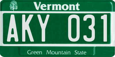 VT license plate AKY031