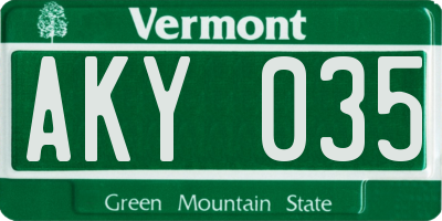 VT license plate AKY035