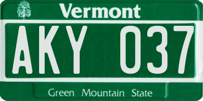 VT license plate AKY037