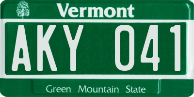 VT license plate AKY041