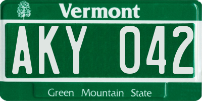 VT license plate AKY042