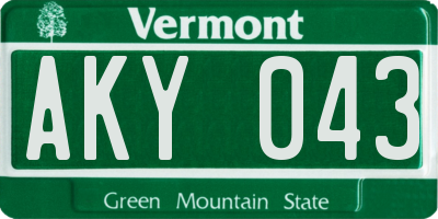 VT license plate AKY043
