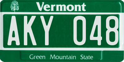 VT license plate AKY048