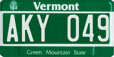 VT license plate AKY049