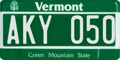 VT license plate AKY050