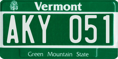 VT license plate AKY051