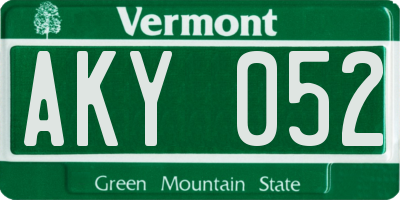 VT license plate AKY052