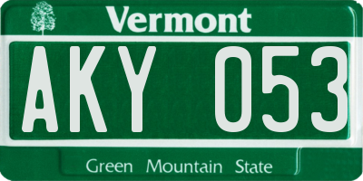 VT license plate AKY053