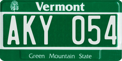 VT license plate AKY054