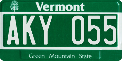 VT license plate AKY055