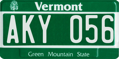 VT license plate AKY056