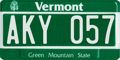 VT license plate AKY057