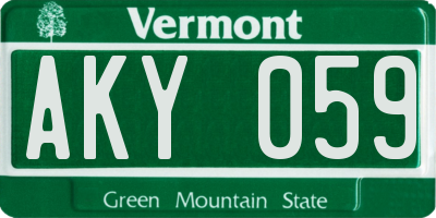 VT license plate AKY059
