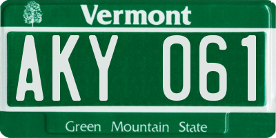 VT license plate AKY061