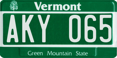 VT license plate AKY065