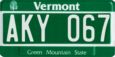 VT license plate AKY067