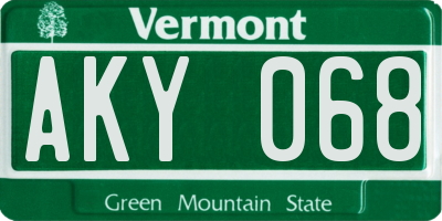 VT license plate AKY068