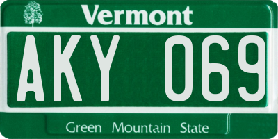 VT license plate AKY069