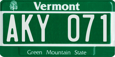 VT license plate AKY071