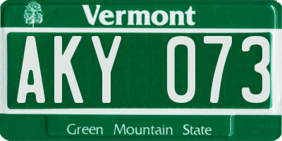 VT license plate AKY073